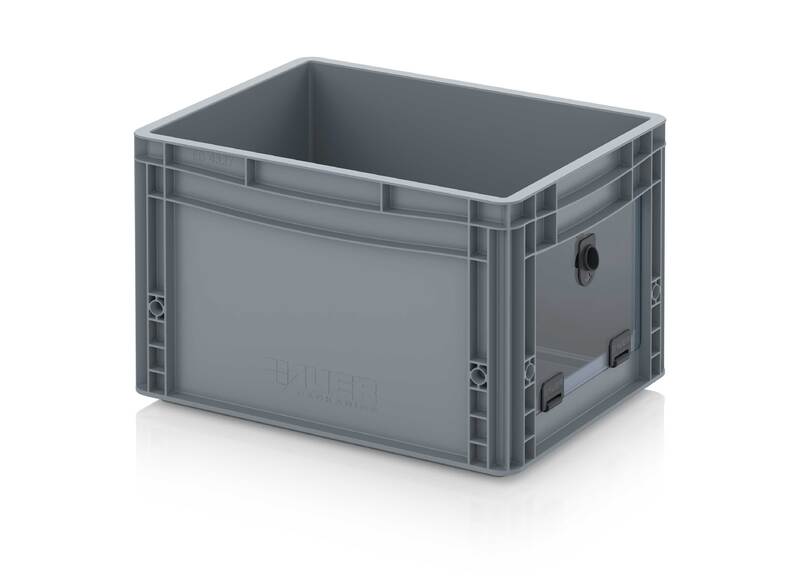 AUER Packaging Skladové otevřené přepravky V euroformátu s průhlednou deskou z akrylového skla EG SKS 43/27 HG